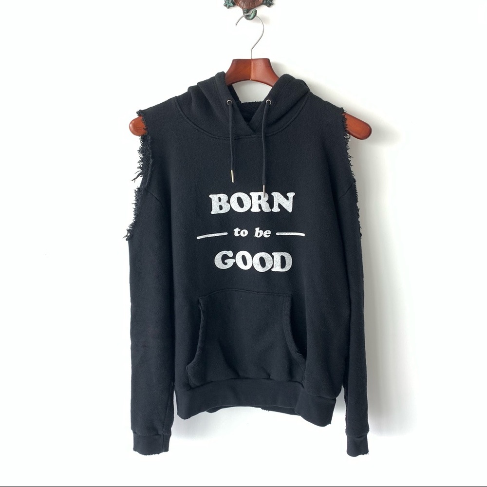 Good hYOUman Hoodie Born To Be Good Cold Shoulder Black Small